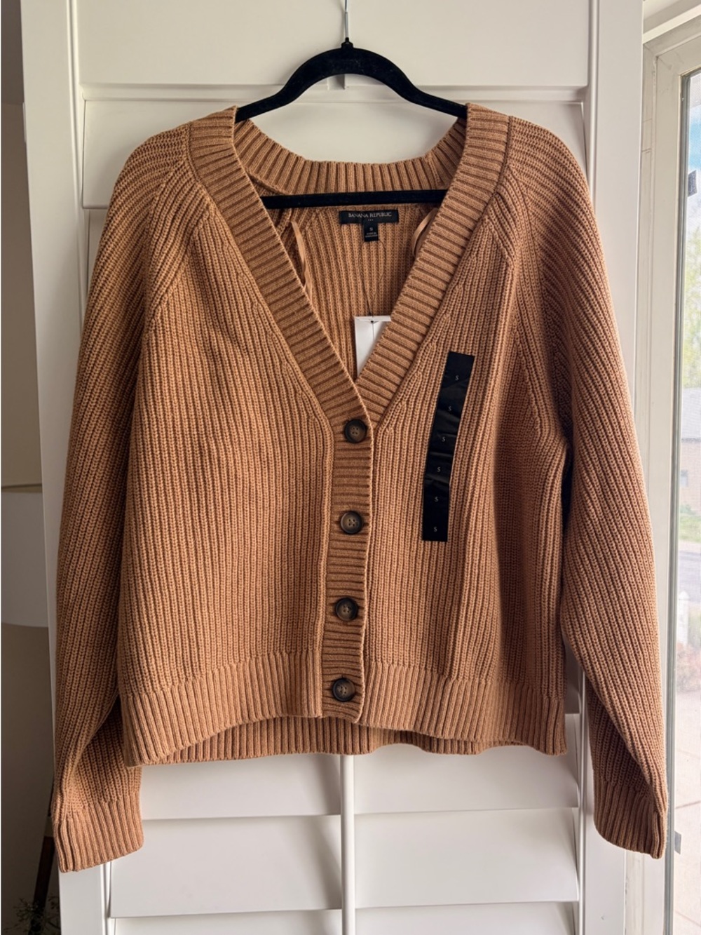 Banana Republic Fall 2023 Rib-Knit Cardigan Sweater - Camel
